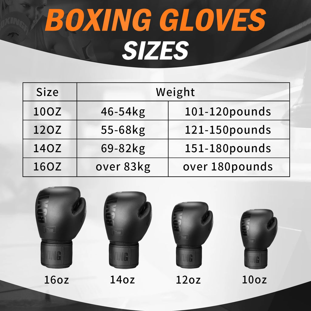 FIVING 10 12 14 16Oz Boxing Gloves PU Leather Muay Thai Guantes De Boxeo Free Fight MMA Sandbag Training Glove for Men Women
