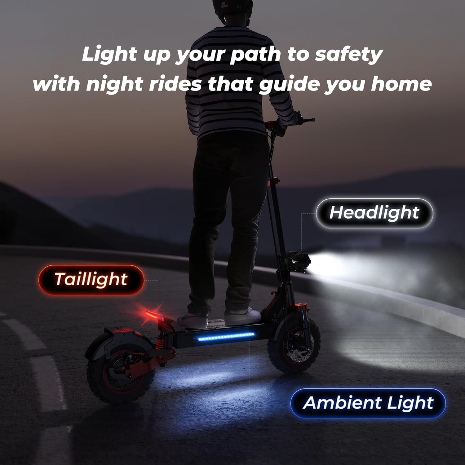 Electric Scooter for Adults, 1000W Rear Motor, up to 45 Km/H, 35–50 Km Range, Off-Road Pneumatic Tires, Dual Suspension, Disc Brakes, Foldable Commuter E-Scooter