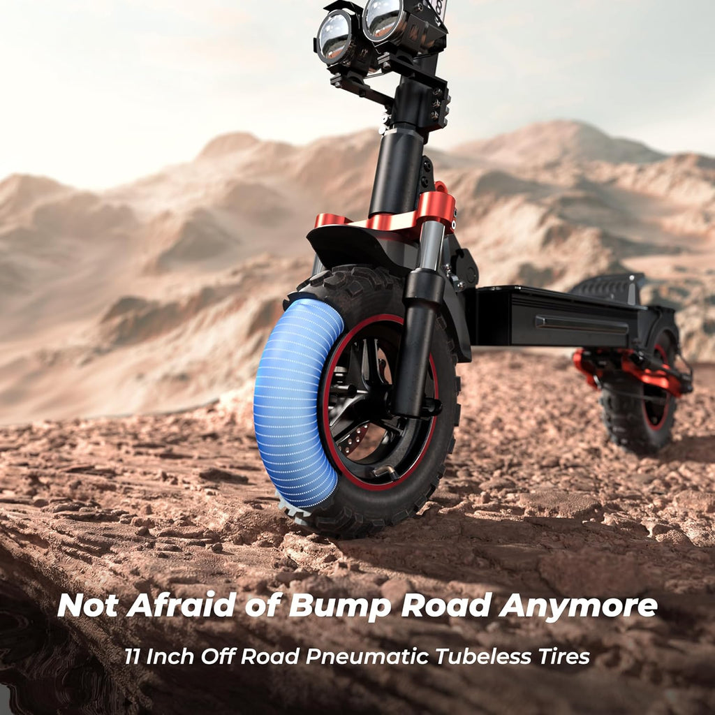 Electric Scooter for Adults, 1000W Rear Motor, up to 45 Km/H, 35–50 Km Range, Off-Road Pneumatic Tires, Dual Suspension, Disc Brakes, Foldable Commuter E-Scooter